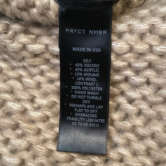 Perfect Number Fall 2020 RARE Sheer Overlay Chunky Knit Cropped Sweater S - Picture 9 of 12